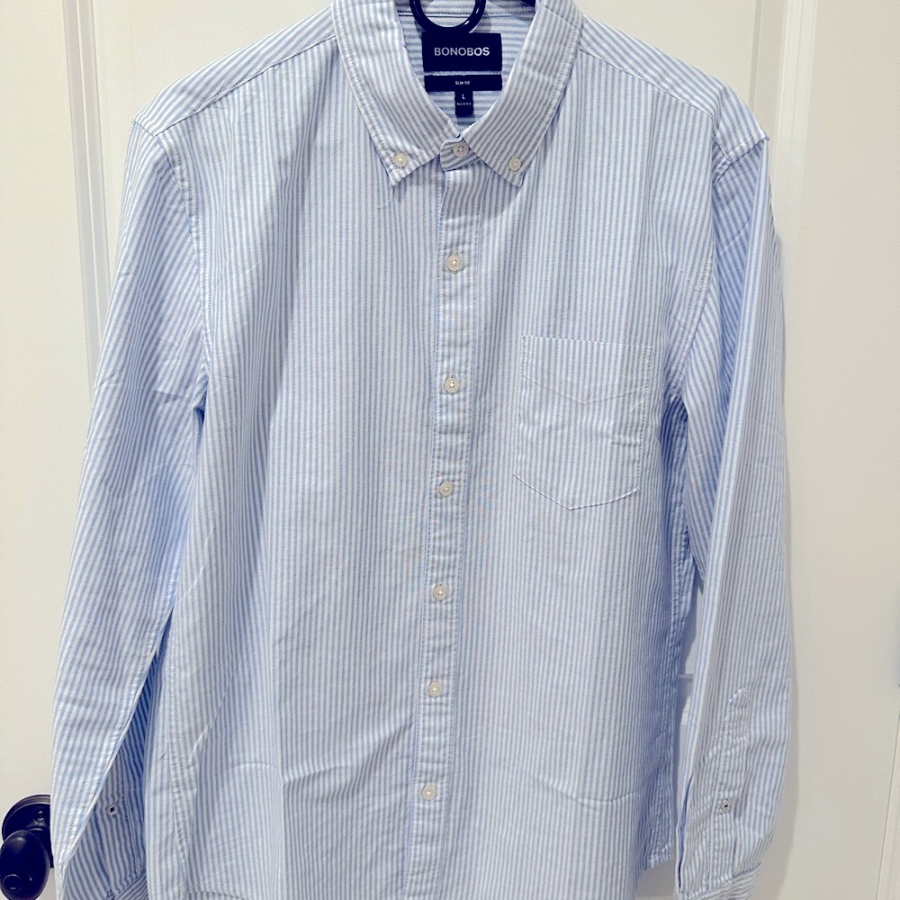 Bonobos Men’s Blue Striped Oxford Shirt